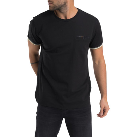 T-shirt en coton noir uni pourvu d'une coupe...