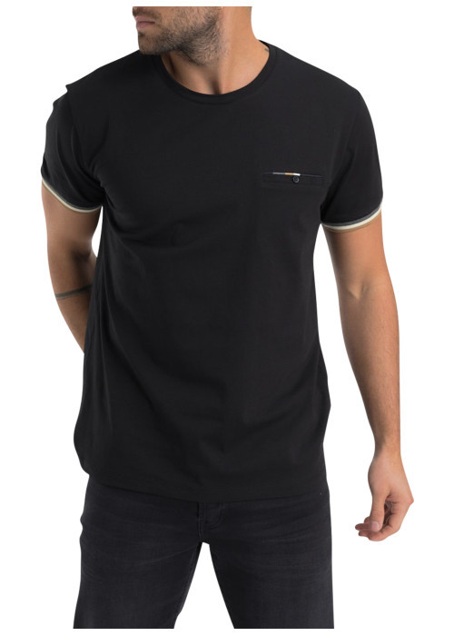 T-shirt en coton noir uni pourvu d'une coupe...
