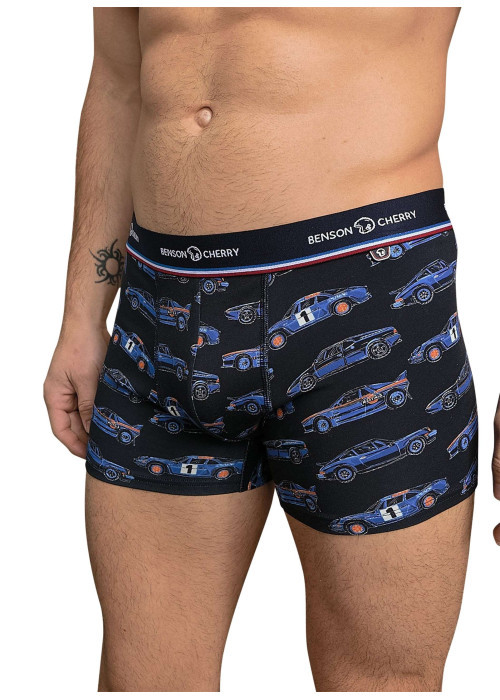 Lot de 2 boxers classiques en coton marine unis avec le nom de la marque