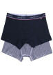 Thumbnail Lot de 2 boxers classiques en coton blanc et marine unis avec nom de la marque