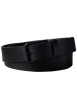 Thumbnail Ceinture noire unie lisse en cuir de buffle avec une boucle métallique