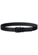 Thumbnail Ceinture noire unie lisse en cuir de buffle avec une boucle métallique - Image 2