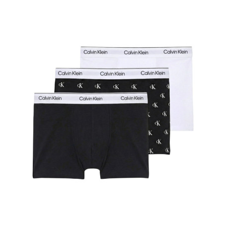 Lot de 3 boxers en coton noir/blanc uni avec...