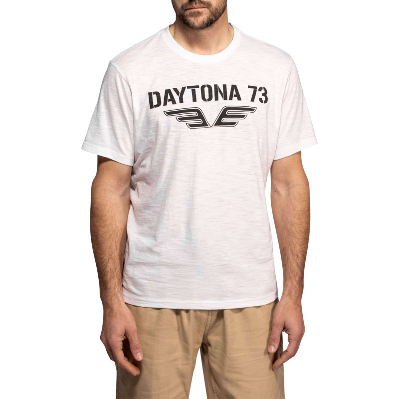 Daytona 73 - T-shirt Bell En Coton Blanc à Coupe Droite Pourvu D'un Col Rond - Blanc