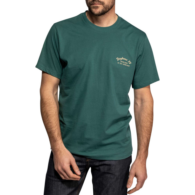 Daytona 73 - T-shirt Vernon En Coton Vert à Coupe Droite Pourvu D'un Col Rond - Vert