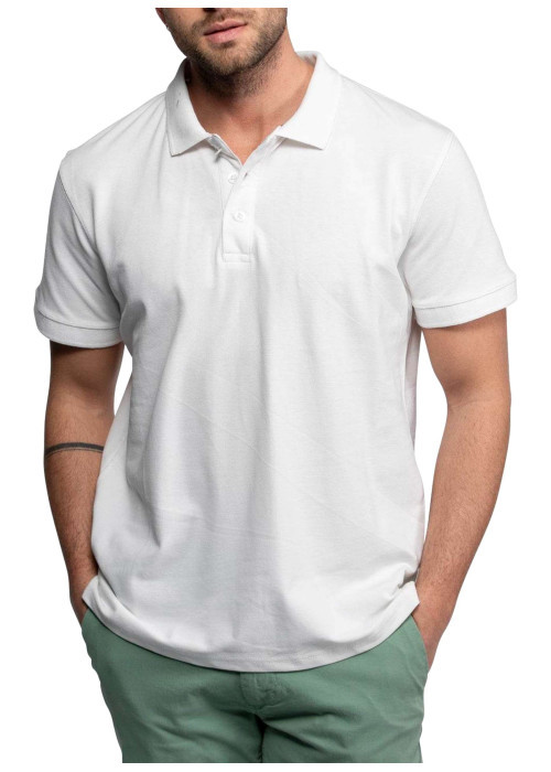Polo Baytown en coton blanc à coupe droite pourvu d'un col boutonné