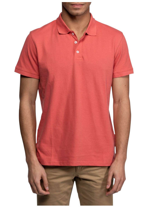 Polo Baytown en coton rose à coupe droite pourvu d'un col boutonné