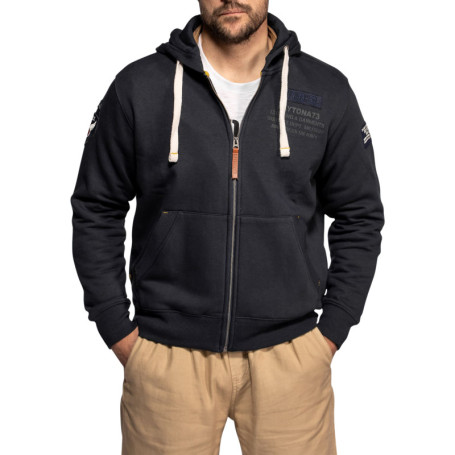 Sweat zippé Tillman en coton mélangé marine à...