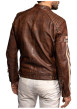 Thumbnail Blouson Corning en cuir d'agneau brun à coupe droite pourvu d'un col boutonné - Image 2