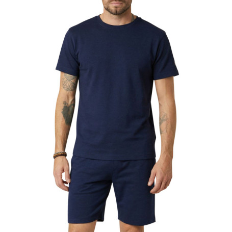 T-shirt en coton mélangé marine uni pourvu de...