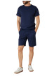 Thumbnail T-shirt en coton mélangé marine uni pourvu de manches courtes - Image 3