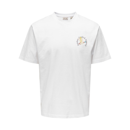 T-shirt en coton biologique blanc à imprimé...