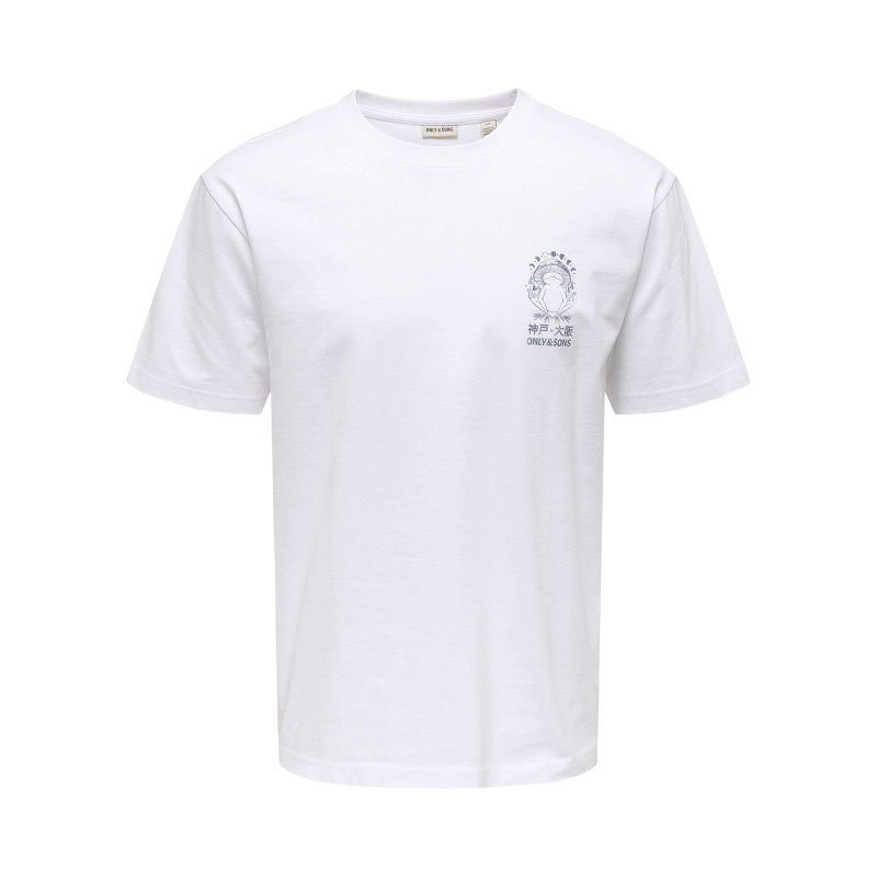 Only&sons - T-shirt En Coton Blanc à Imprimé Avec Une Coupe Droite Et Un Col Rond - Blanc Only&sons - T-shirt En Coton Blanc à Imprimé Avec Une Coupe Droite Et Un Col Rond - Blanc