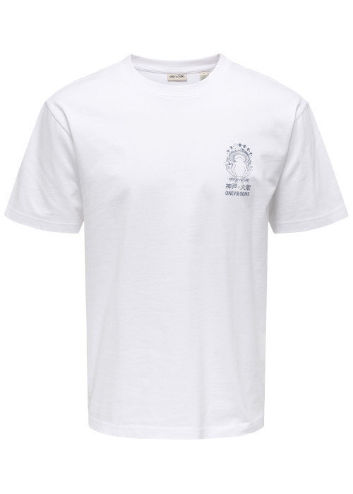 T-shirt en coton blanc à imprimé avec une coupe droite et un col rond