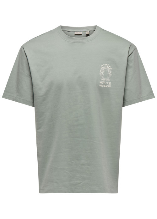 T-shirt en coton vert à imprimé avec une coupe...