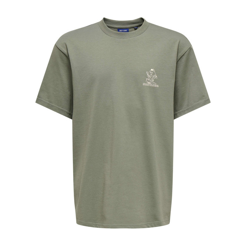 Only&sons - T-shirt En Coton Kaki à Imprimé Avec Une Coupe Droite Et Un Col Rond - Vert Only&sons - T-shirt En Coton Kaki à Imprimé Avec Une Coupe Droite Et Un Col Rond - Vert