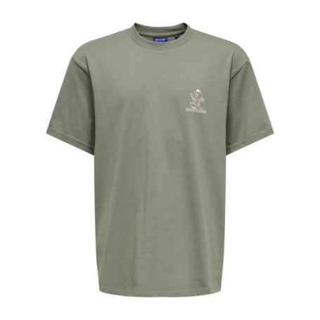 T-shirt en coton kaki à imprimé avec une coupe...