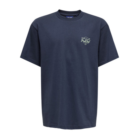 T-shirt en coton marine à imprimé avec une...