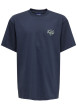 Thumbnail T-shirt en coton marine à imprimé avec une coupe droite et un col rond