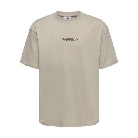 T-shirt en coton biologique beige à imprimé...