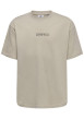 Thumbnail T-shirt en coton biologique beige à imprimé avec une coupe droite et un col rond