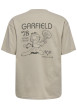 Thumbnail T-shirt en coton biologique beige à imprimé avec une coupe droite et un col rond - Image 2