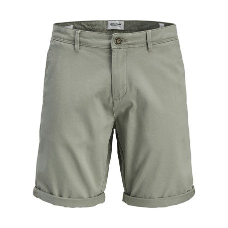 Short chino en coton kaki uni avec une coupe...