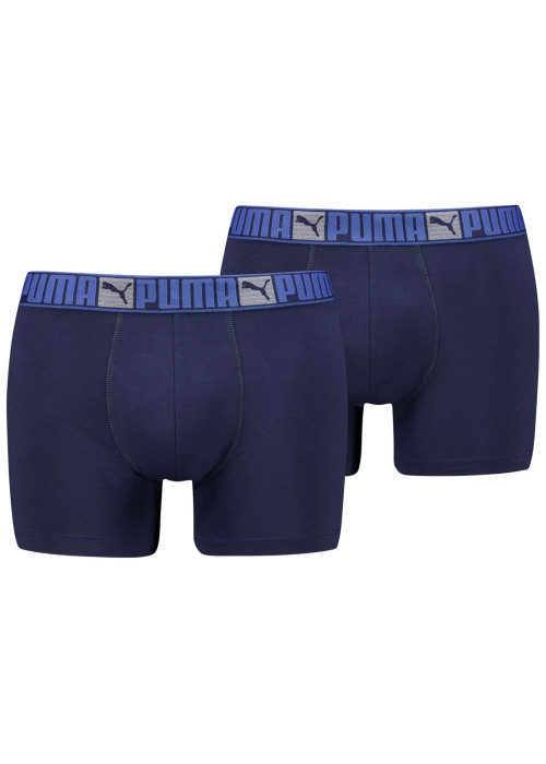 Lot de 2 boxers classiques en coton marine unis pourvus d'une taille élastiquée