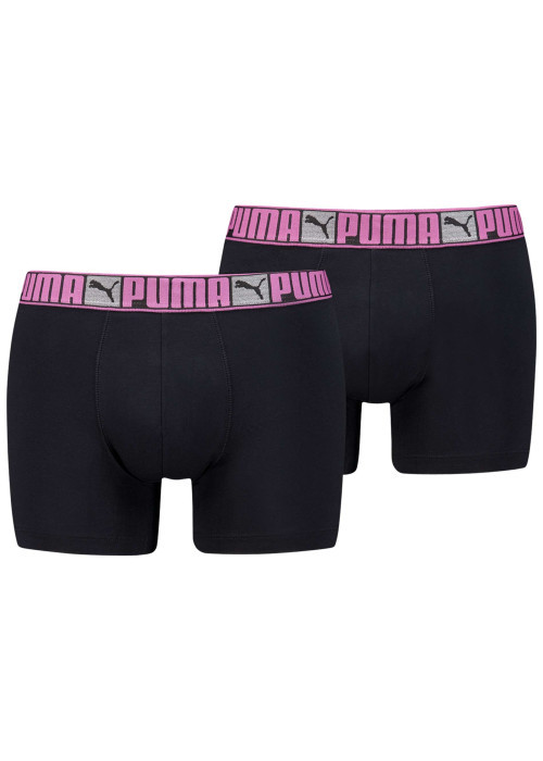 Lot de 2 boxers classiques en coton noirs unis pourvus d'une taille élastiquée