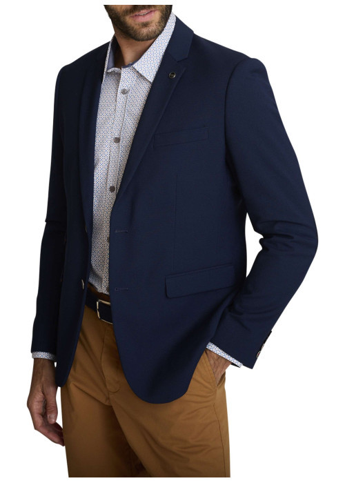Blazer marine uni avec une coupe droite et des...