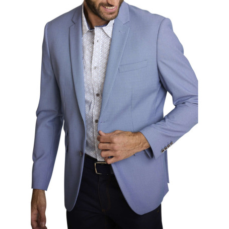 Blazer bleu uni avec une coupe droite et des...