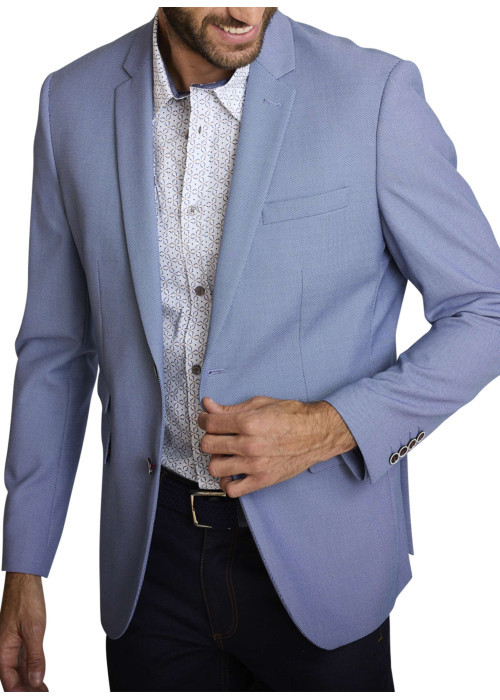 Blazer bleu uni avec une coupe droite et des...