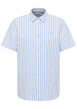 Thumbnail Chemise en coton et lin mélangé ciel à rayures pourvue de manches courtes