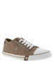 Thumbnail Tennis toile basse taupe avec un talon plat et des lacets blancs - Image 3