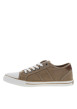 Thumbnail Tennis toile basse taupe avec un talon plat et des lacets blancs - Image 2