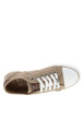 Thumbnail Tennis toile basse taupe avec un talon plat et des lacets blancs - Image 4