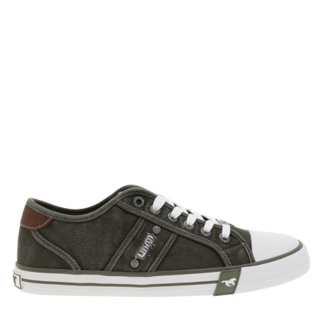 Tennis toile basse kaki avec un talon plat et...
