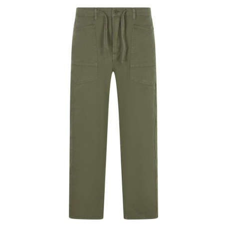 Pantalon en coton kaki uni pourvu de multiples...