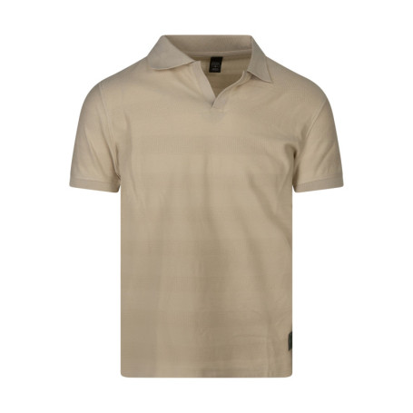 Polo en coton beige à rayures avec une coupe...