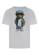 Thumbnail T-shirt en coton blanc uni pourvu d'un imprimé ourson et d'un col rond - Image 2