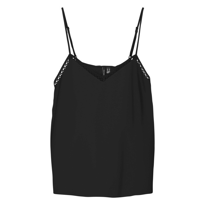 Vero Moda - Top Noir Uni Avec Une Coupe Droite Sans Manches Avec Des Bretelles - Noir