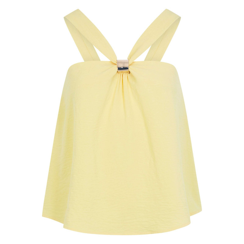 Morgan - Top Jaune Chic Uni Pourvu D'une Coupe Droite Et D'un Col Croisé - Jaune Morgan - Top Jaune Chic Uni Pourvu D'une Coupe Droite Et D'un Col Croisé - Jaune