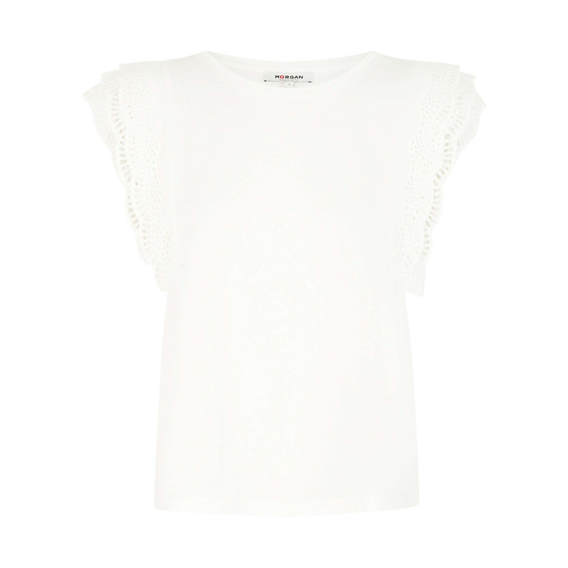 Morgan - T-shirt Blanc Uni Avec Une Coupe Droite Et Des Manches Courtes - Blanc