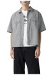 Thumbnail Chemise en coton blanche et noire unie avec une coupe droite et un col à revers - Image 3