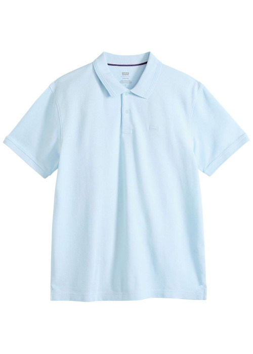 Polo en coton ciel uni avec une coupe droite et un col boutonné