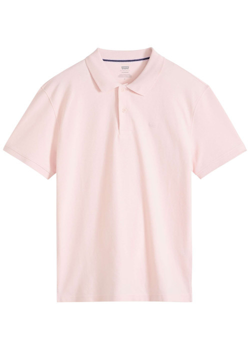 Polo en coton rose uni avec une coupe droite et un col boutonné