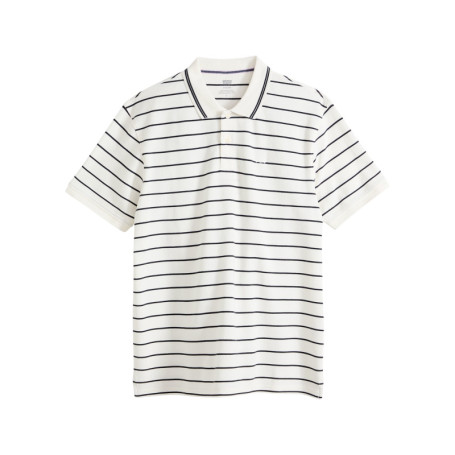 Polo en coton blanc à rayures avec une coupe...