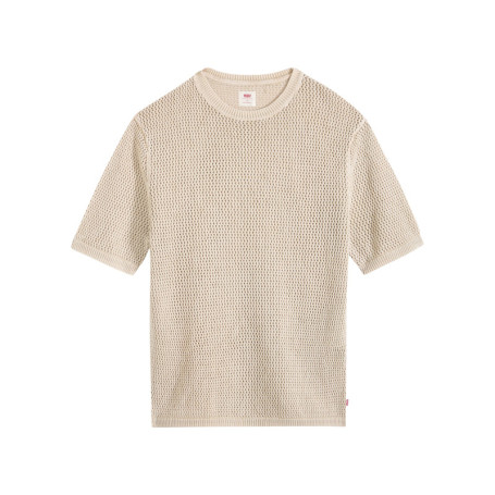 T-shirt en coton écru uni avec une coupe droite...