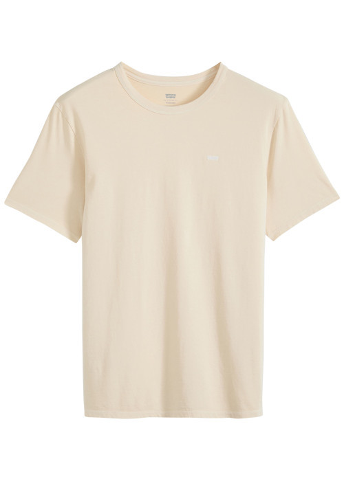 T-shirt en coton jaune uni avec une coupe droite et un col rond