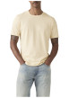 Thumbnail T-shirt en coton jaune uni avec une coupe droite et un col rond - Image 3